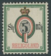 HELGOLAND 20A *, 1879, 5 M. Wertziffer Im Oval, Falzrest, üblich Gezähnt Pracht, Mi. 180.- - Héligoland