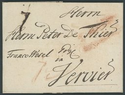 PREUSSEN BRESLAU Auf Brief (1770) Nach Verviers/Belgien Mit Franco Wesel Und Taxvermerk 7, Pracht - Precursores