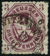 PREUSSEN 19b O, 1867, 3 Pf. Rotviolett, TuT-Stempel WITZENHAUSEN, Pracht, Gepr. U.a. W. Engel, Mi. 350.- - Sonstige & Ohne Zuordnung