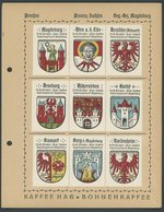 PREUSSEN 1925/30, Provinz Sachsen/Reg.-Bez. Magdeburg: 54 Verschiedene Farbige Stadtwappen-Vignetten Von Aken An Der Elb - Autres & Non Classés