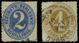 SCHLESWIG-HOLSTEIN 16/7 O, 1865, 2 S. Grauultramarin Und 4 S. Braunocker, 2 Prachtwerte, Mi. 170.- - Schleswig-Holstein