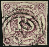 THURN Und TAXIS 24 O, 1859, 15 Kr. Braunpurpur, Bis Auf Eine Ecke Voll-breitrandig, Gepr. Engel, Mi. 120.- - Sonstige & Ohne Zuordnung