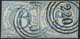 THURN Und TAXIS 43IA Paar BrfStk, 1865, 6 Kr. Hellblau, Type IA, Im Waagerechten Paar, Dreiringstempel 220, Prachtbriefs - Otros & Sin Clasificación