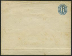 WÜRTTEMBERG U 2IAb BRIEF, 1862, 6 Kr. Hellblau, Großer Unregelmäßiger Überdruck, Klappenstempel 1, Format A, Ungebraucht - Altri & Non Classificati