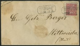 NDP U 51A BRIEF, 1863, 1 Gr. Rosa Auf 3 Ngr. Braun, Format A, R3 SCHNEEBERG, Etwas Fleckig, Feinst, Mi. 110.- - Other & Unclassified