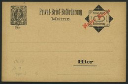 MAINZ C P BRIEF, 1887, 20 Pf. + 2 Pf. Schwarz Ganzsachenkarte Mit Aufdruck Außer Cours, Ungebraucht, Rückseitig Beschrie - Privatpost