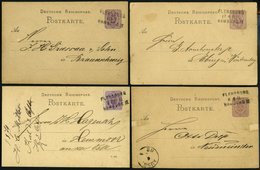 BAHNPOST DR 32 BRIEF, Flensburg-Hamburg, L3, 1877-1880, Auf Drei 5 Pfe. Ganzsachenkarten Und Einer Karte Mit 5 Pfe. Grau - Franking Machines (EMA)