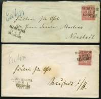 BAHNPOST NDP 16 BRIEF, Neumünster-Neustadt, L3 Und Handschriftlich EUTIN Auf 2 Briefen Mit 1 Gr. Karmin Von 1868 Und 186 - Maschinenstempel (EMA)