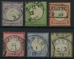 Dt. Reich 1-6 O, 1872, 1/4 - 5 Gr. Kleine Brustschilde, 6 Prachtwerte, Mi. 375.- - Used Stamps