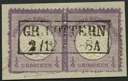 Dt. Reich 1 Paar BrfStk, 1872, 1/4 Gr. Grauviolett Im Waagerechten Paar, Rauhe Zähnung, Unten Nicht Ganz Perfekt, Zentri - Usati