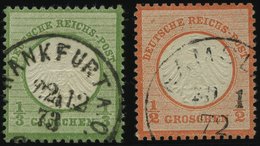 Dt. Reich 2a,3 O, 1872, 1/3 Gr. Gelblichgrün Und 1/2 Gr. Ziegelrot, 2 Farbfrische Gut Gezähnte Prachtwerte, Mi. 105.- - Gebraucht