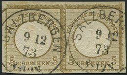 Dt. Reich 6 Paar BrfStk, 1872, 5 Gr. Ockerbraun Im Waagerechten Paar, K1 SALZBERGEN, Leichte Blaustiftspur, Prachtbriefs - Used Stamps