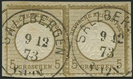 Dt. Reich 6 Paar BrfStk, 1872, 5 Gr. Ockerbraun Im Waagerechten Paar, K1 SALZBERGEN, Leichte Blaustiftspur, Prachtbriefs - Usati