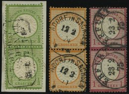 Dt. Reich 17a,18,19 Paar O, 1872, 1/3 Gr., 1/2 Gr. Und 1 Gr., Je Im Senkrechten Paar, Normale Zähnung, Pracht, Geprüft - Usati