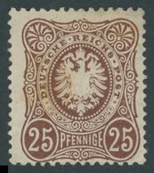 Dt. Reich 35a *, 1875, 25 Pf. Rötlichbraun, Falzreste, Stockfleckig Und Helle Stelle, Mi. 650.- - Used Stamps