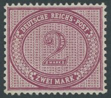 Dt. Reich 37e *, 1890, 2 M. Braunpurpur, Falzreste, Pracht, Mi. 100.- - Usati