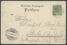 Dt. Reich 46c BRIEF, 1897, 5 Pf. Grün Auf Farbiger Gruss Aus...Karte 2. SÄCHSISCHES TURNFEST ZU PLAUEN I.V., K1 PLAUEN V - Usati