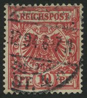 Dt. Reich 47cI O, 1893, 10 Pf. Bräunlichrot Mit Plattenfehler T Von Reichspost Mit Querbalken, Pracht, Gepr. Starauschek - Gebruikt