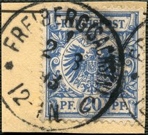 Dt. Reich 48c BrfStk, 1891, 20 Pf. Preußischblau, Stempel FREIBERG (SACHSEN), Prachtbriefstück, Kurzbefund Wiegand, Mi.  - Gebraucht