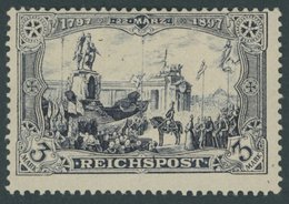Dt. Reich 65II *, 1900, 3 M. Reichspost, Type II, Falzreste, Feinst, Mi. 160.- - Sonstige & Ohne Zuordnung