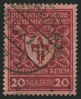 Dt. Reich 204b O, 1922, 20 M. Karminrot Gewerbeschau, Pracht, Gepr. Fleiner, Mi. 70.- - Oblitérés