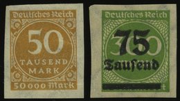 Dt. Reich 275aU,286U *, 1923, 50 Tsd. M. Dunkelocker Und 75 Tsd. Auf 300 M. Gelblichgrün, Ungezähnt, Falzreste, 2 Pracht - Usati