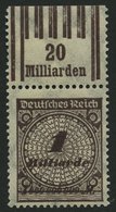 Dt. Reich 325AWboR **, 1923, 1 Mrd. M. Schwärzlichbraun, Walzendruck, Oberrandstück, Pracht, Gepr. Infla, Mi. 85.- - Usati