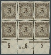 Dt. Reich 338Pa HAN **, 1923, 3 Pf. Dunkelorangebraun, Plattendruck, Im Unterrandsechserblock Mit HAN H 6357.23, Postfri - Gebraucht