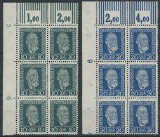 Dt. Reich 368/9W **, 1924, 10 Und 20 Pf. Stephan, Walzendruck 3`7`3, Im Sechserblock Aus Der Linken Oberen Bogenecke, Po - Used Stamps