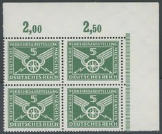 Dt. Reich 370y VB **, 1925, 5 Pf. Verkehrsausstellung, Wz. Liegend, Im Oberen Rechten Eckrandviererblock, Pracht, Mi. (1 - Gebraucht