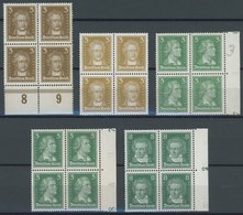 Dt. Reich 385-89 VB **, 1926, 3 - 8 Pf. Berühmte Deutsche In Viererblocks, Postfrisch, Pracht, Mi. 204.- - Usados