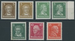 Dt. Reich 385-91 **, 1926, 3 - 15 Pf. Berühmte Deutsche, Postfrisch, 7 Prachtwerte, Mi. 78.- - Usati