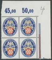 Dt. Reich 400 VB **, 1926, 25 Pf. Nothilfe Im Viererblock Aus Der Rechten Oberen Bogenecke, Postfrisch, Pracht, Mi. (160 - Used Stamps