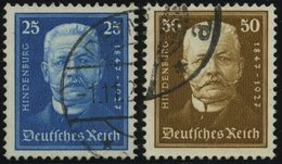 Dt. Reich 405/6 O, 1927, 25 Und 50 Pf. 80. Geburtstag, 2 Prachtwerte, Mi. 60.- - Gebraucht