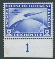 Dt. Reich 438Y **, 1930, 2 M. Südamerikafahrt, Wz. Liegend, Mit Unterrand, Postfrisch, Senkrechter Knick Durch Die Marke - Oblitérés