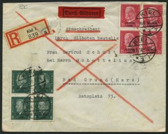 Dt. Reich 444/5 VB BRIEF, 1930, 30. Juni In Viererblocks Auf Eil-Einschreibbrief Vom Ersttag, Leichte Bedarfsspuren, Pra - Oblitérés