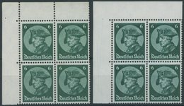 Dt. Reich 479 VB **, 1933, 6 Pf. Friedrich Der Große In Linken Oberen Eckrandviererblocks Aus Markenheftchenbogen, Oberr - Otros & Sin Clasificación