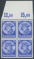 Dt. Reich 481 VB **, 1933, 25 Pf. Friedrich Der Große Im Oberrandviererblock, Postfrisch, Pracht, Mi. 1240.- - Other & Unclassified
