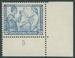 Dt. Reich 505A **, 1933, 20 Pf. Wagner, Gezähnt K 14:13, Rechte Untere Bogenecke, Postfrisch, Pracht, R!, Unsigniert, Fo - Otros & Sin Clasificación