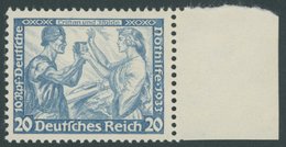 Dt. Reich 505A **, 1933, 20 Pf. Wagner, Gezähnt K 14:13, Rechtes Seitenrandstück, Postfrisch, Pracht, Unsigniert, Fotoat - Andere & Zonder Classificatie