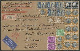 Dt. Reich U.a. 528 BRIEF, 1936, Großformatiger Einschreib-Luftpostbrief Von Berlin Nach LIMA Peru Mit 25 Marken (18.85 R - Autres & Non Classés