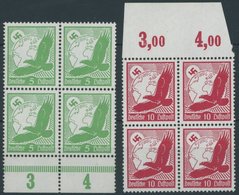 Dt. Reich 529/30x VB **, 1934, 5 Und 10 Pf. Flugpost, Senkrechte Gummiriffelung, Je Im Randviererblock, Postfrisch, Prac - Autres & Non Classés