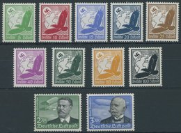 Dt. Reich 529-39x *, 1934, Flugpost, Senkrechte Gummiriffelung, Falzreste, Prachtsatz, Mi. 100.- - Autres & Non Classés