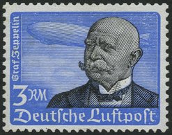 Dt. Reich 539y **, 1934, 3 RM Graf Zeppelin, Waagerechte Gummiriffelung, Pracht, Gepr. Schlegel, Mi. 400.- - Otros & Sin Clasificación