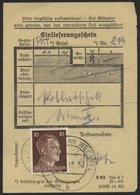 Dt. Reich 787 BRIEF, 1942, 10 Pf. Hitler, Einzelfrankatur Auf Einlieferungsschein, Pracht, R! - Other & Unclassified
