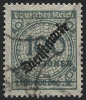 DIENSTMARKEN D 82 O, 1923, 100 Mio. M. Dunkelgrüngrau, Mehrere Stempel, Pracht, Gepr. Infla, Mi. 200.- - Servizio