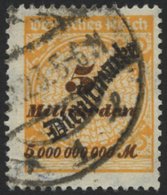 DIENSTMARKEN D 85 O, 1923, 5 Mrd. M. Lebhaftgelblichorange/siena, üblich Gezähnt Pracht, Gepr. Peschl, Mi. 110.- - Service