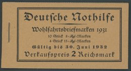 ZUSAMMENDRUCKE MH 30.3 **, 1931, Markenheftchen Nothilfe, Durchgezähnt/nicht Durchgezähnt, Pracht, Mi. 450.- - Se-Tenant