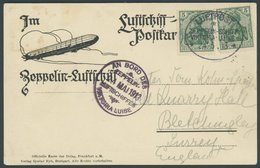 ZEPPELINPOST 4a BRIEF, 1913 Luftschiff Victoria-Luise, Bordpoststempel Und Bordstempel Vom 24.5.1913 Nach England, Prach - Airmail & Zeppelin