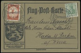 ZEPPELINPOST 10 BRIEF, 1912, 10 Pf. Flp. Am Rhein Und Main Auf Flugpostkarte Mit Reklameeindruck Der Möbelfirma Sauer Un - Airmail & Zeppelin